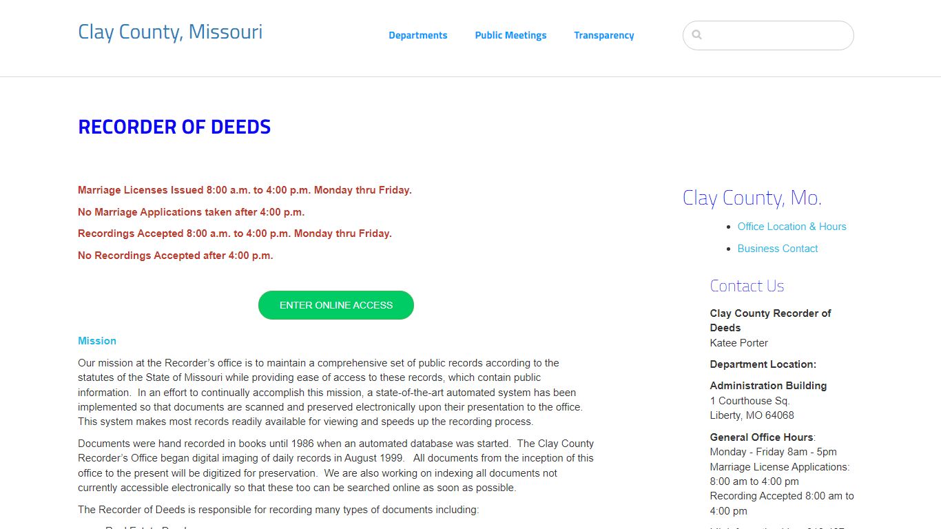 Recorder of Deeds :: Clay County, Missouri